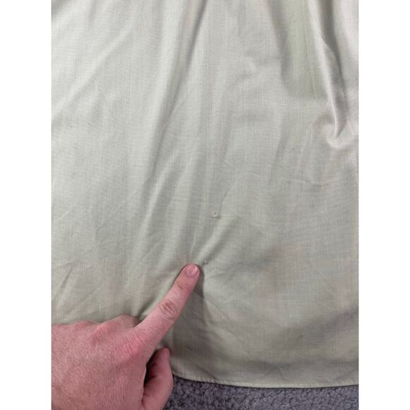 Croft & Barrow Shirt Mens 34 / 35 Button Down 17.5 inch Green Solid Non Iron - Picture 10 of 11